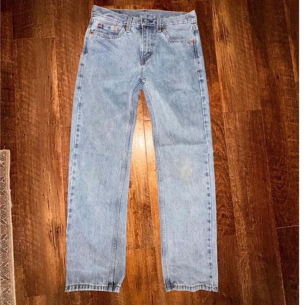 Levis 505 Regular Fit Straight Leg Jeans Light Wash Blue W30 L32 00505-4834